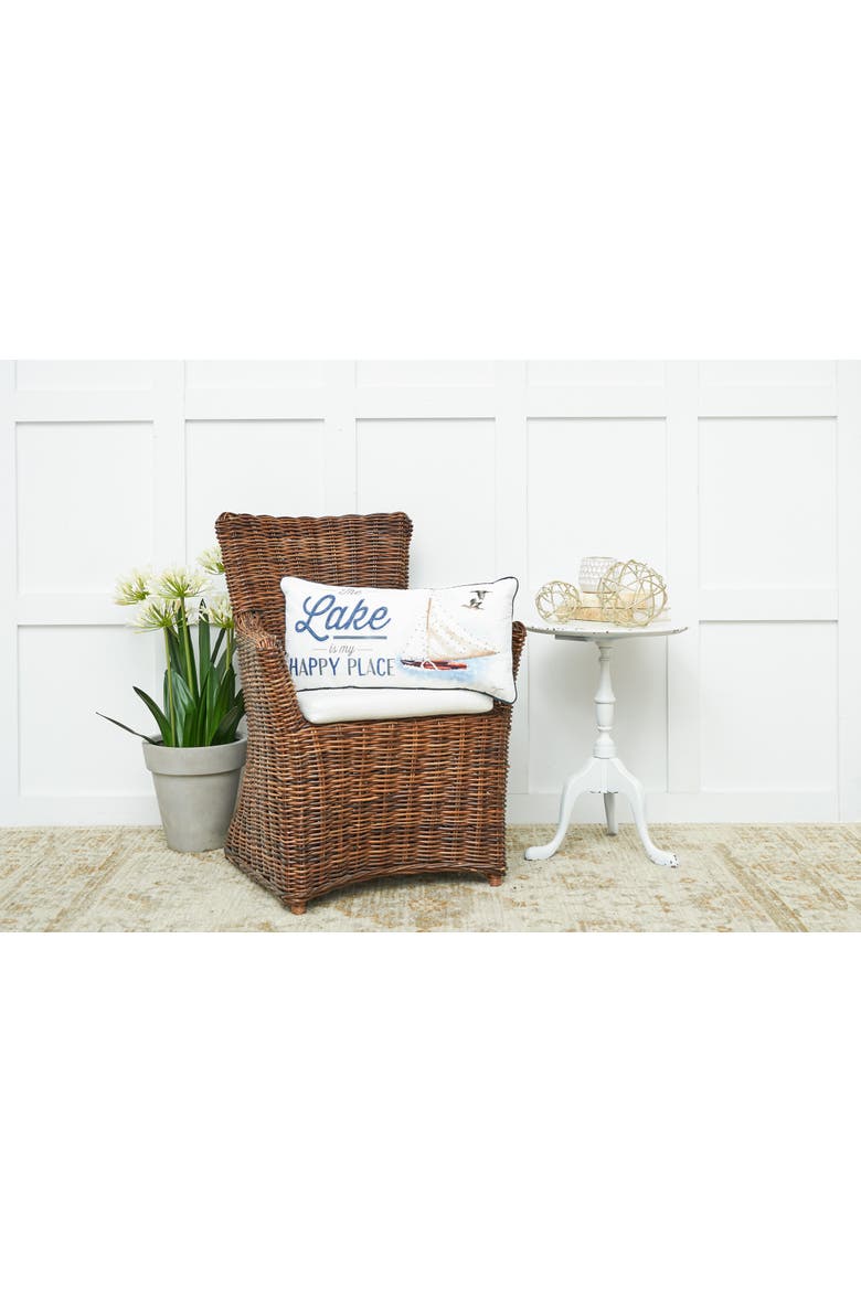 12" x 24" Lake Is My Happy Place Embellished Throw Pillow, Alternate, color, Blue