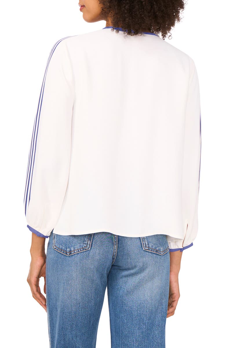 Vince Camuto Stripe Sleeve Detail Top, Alternate, color, New Ivory