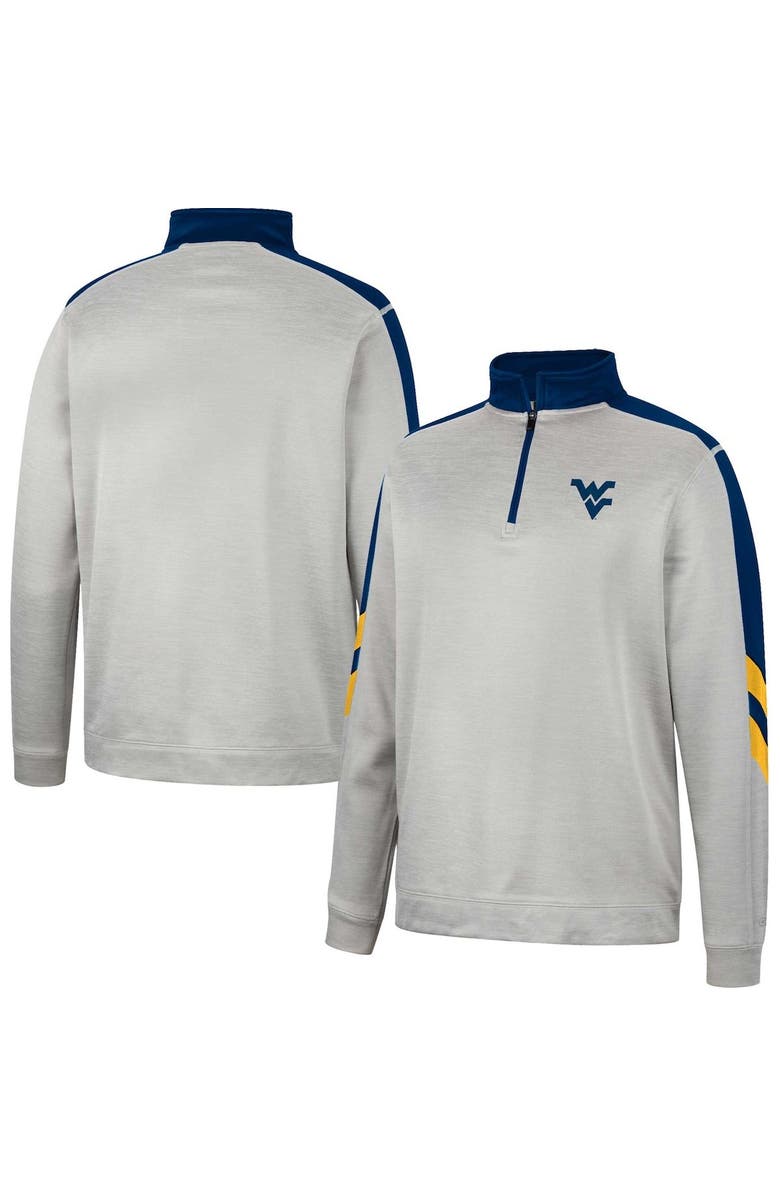 COLOSSEUM Men's Colosseum Gray/Navy West Virginia Mountaineers Bushwood Fleece Quarter-Zip Jacket, Main, color, 