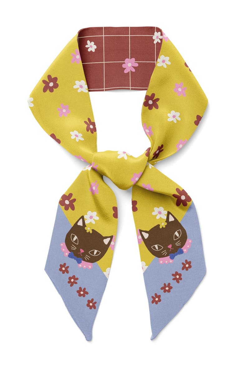 Chat Au Chocolat Twilly Ribbon Scarf, Main, color, Multicolor