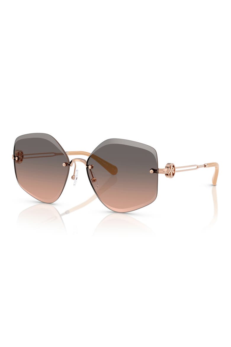 58mm Gradient Irregular Sunglasses, Alternate, color, ROSE GOLD