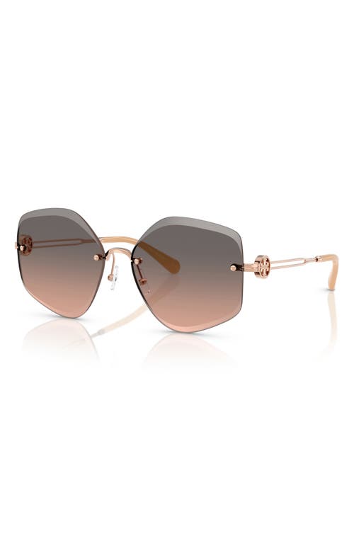Tory Burch 58mm Gradient Irregular Sunglasses In Rose Gold