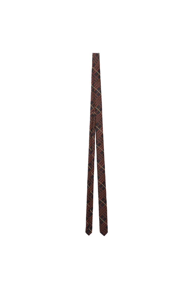 Burberry Skinny Check Silk Tie, Alternate, color, Kiln Brown
