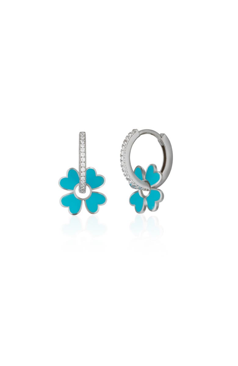 Spero London Sterling Silver Enamel Clover Earrings - Turquoise, Main, color, Silver