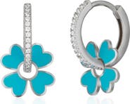Spero London Sterling Silver Enamel Clover Earrings - Turquoise