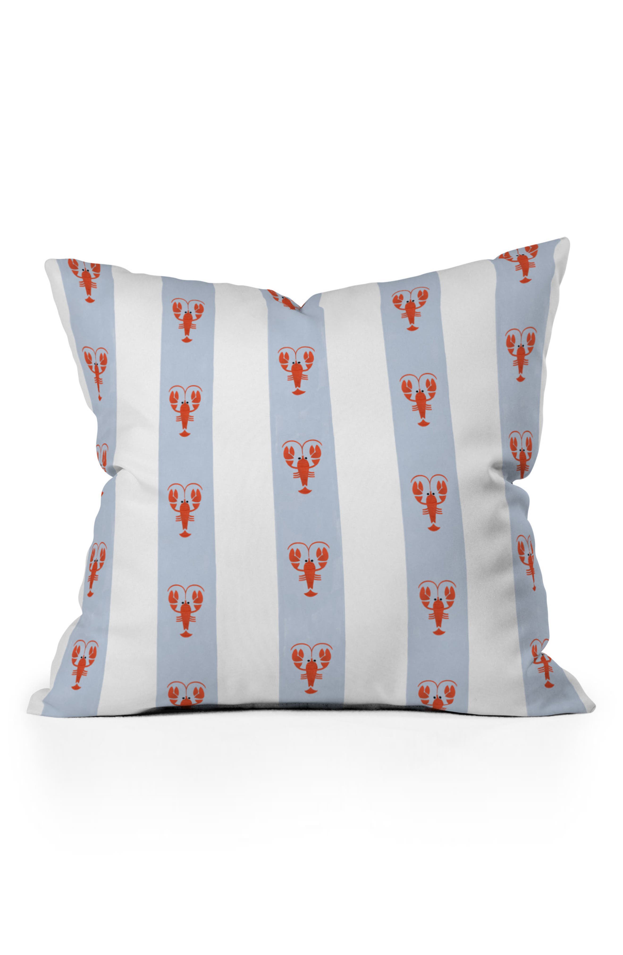 Deny Designs Stripe & Lobster Print Throw Pillow