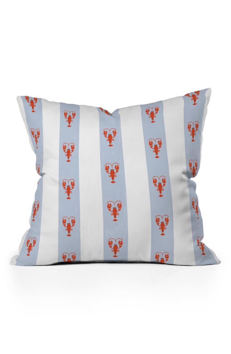 Deny Designs Stripe & Lobster Print Throw Pillow, Main, color, Blue Lobster