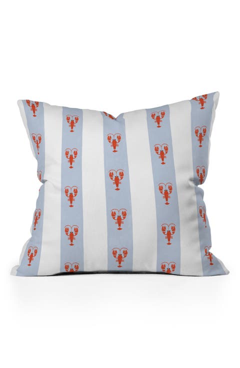 Stripe & Lobster Print Throw Pillow