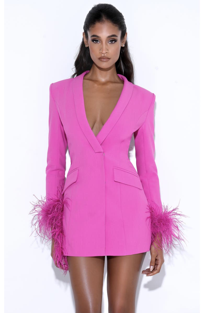 Miss Circle Madeline Feather Trim Blazer Dress, Main, color,