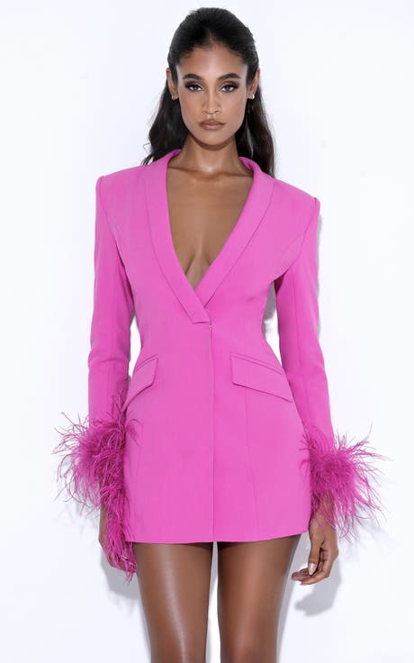 Madeline Feather Trim Blazer Dress