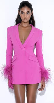 Miss Circle Madeline Feather Trim Blazer Dress