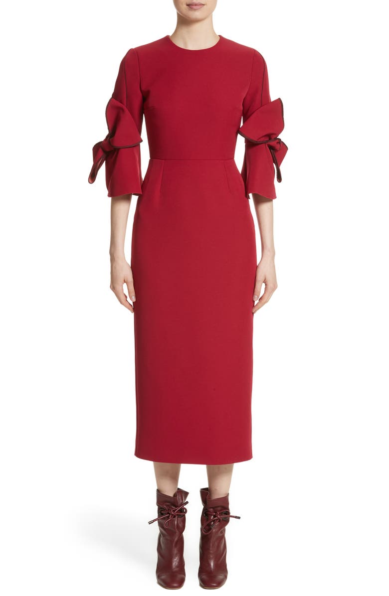 Roksanda Lavete Bow Sleeve Crepe Dress, Main, color, 