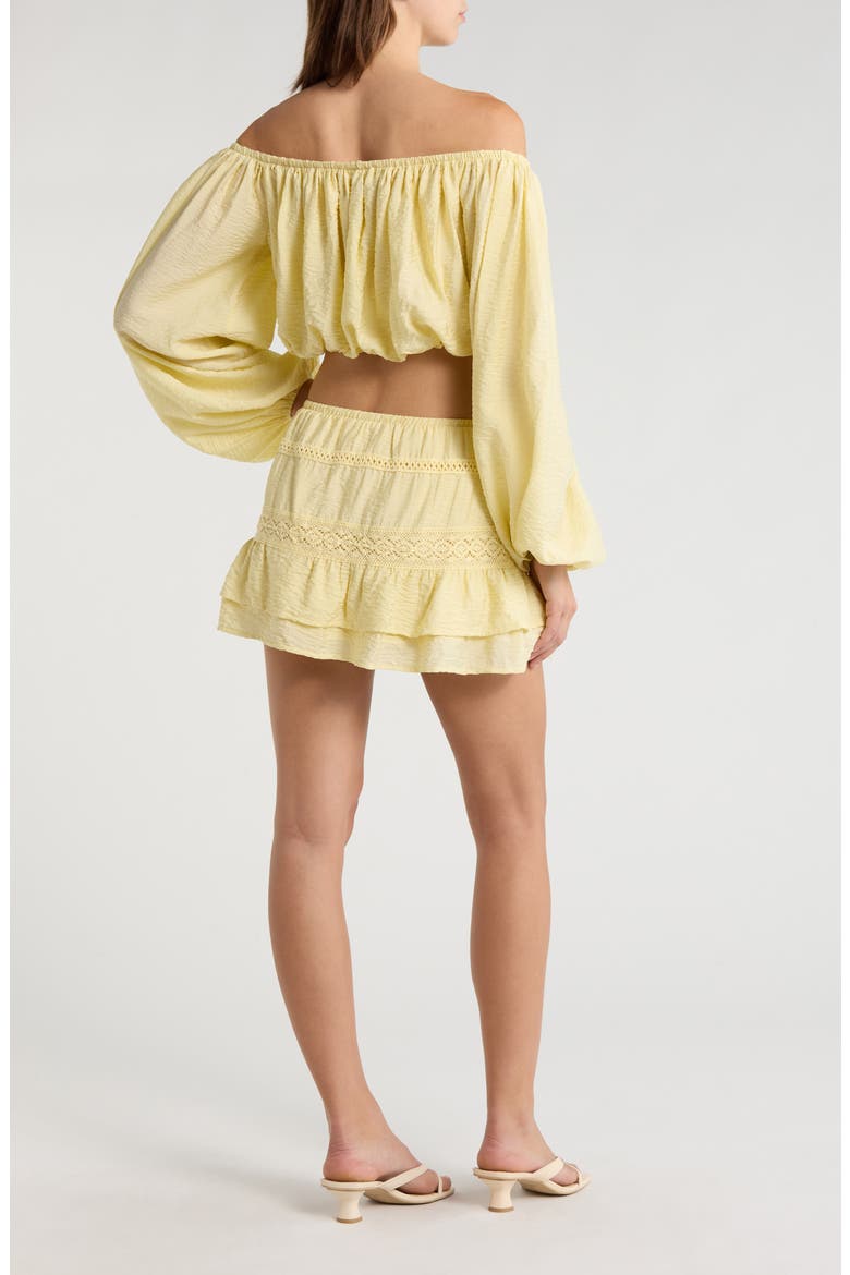 Ruffle Tie Waist Miniskirt, Alternate, color, PASTEL YELLOW