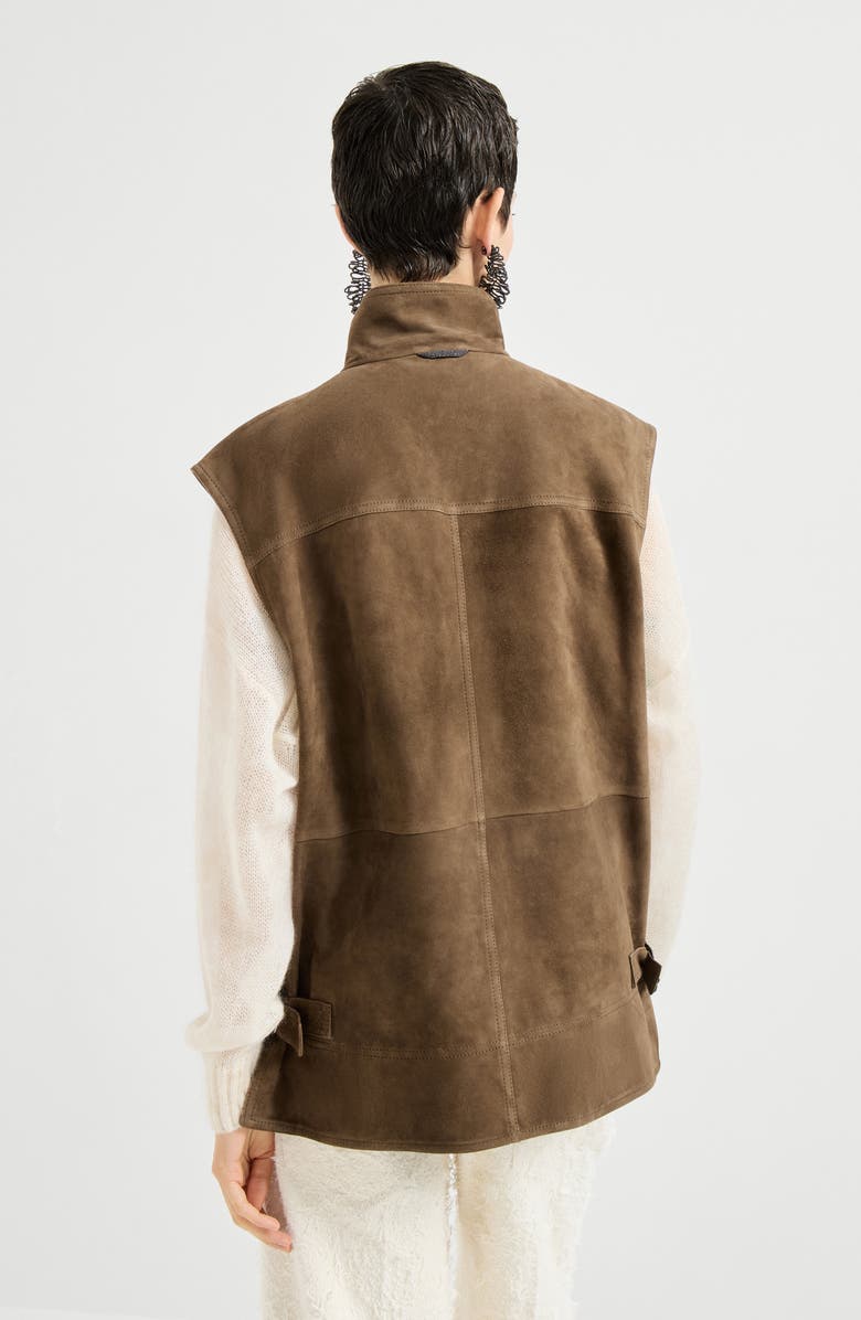 Brunello Cucinelli Couture suede vest, Alternate, color, Brown
