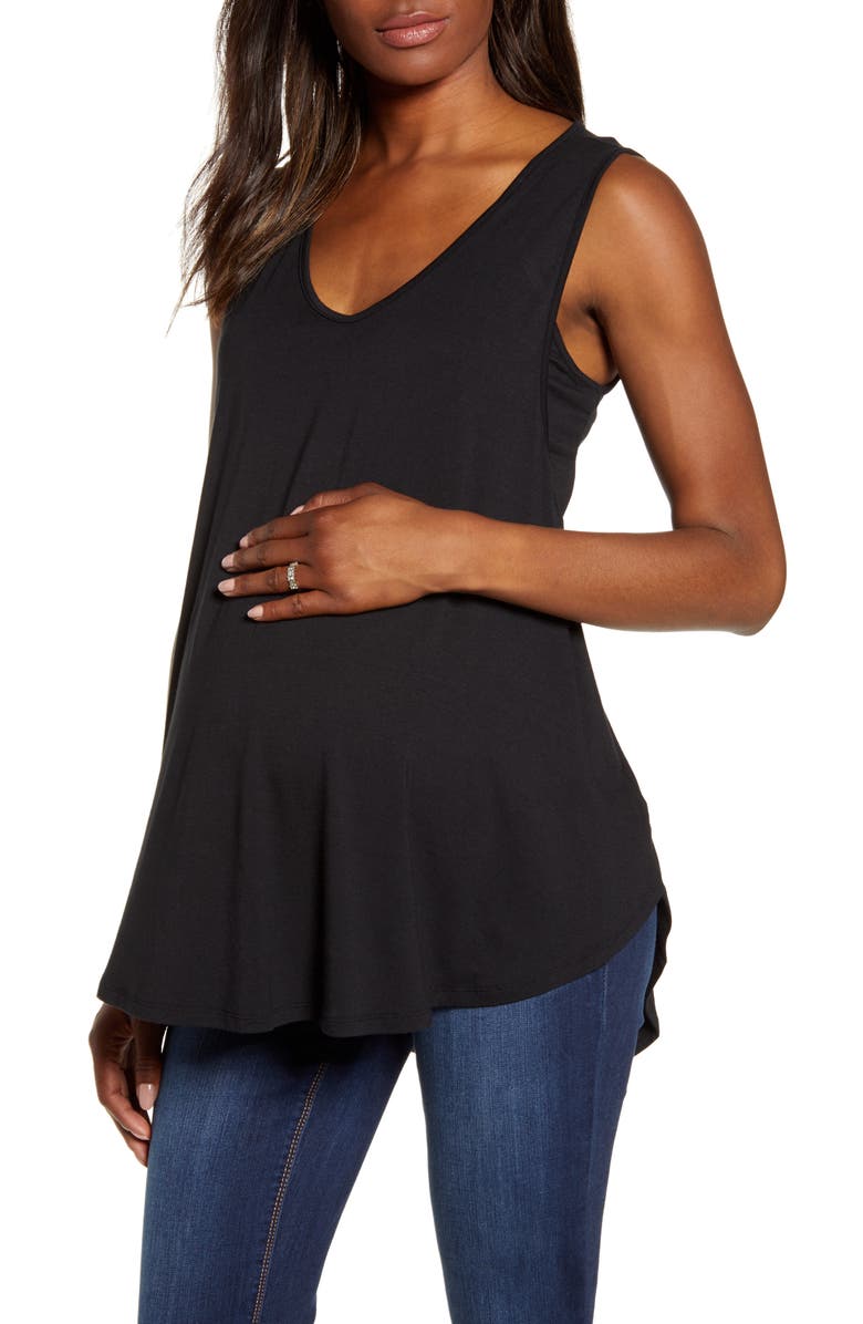 Angel Maternity Swing Maternity/Nursing Tank, Main, color, Black
