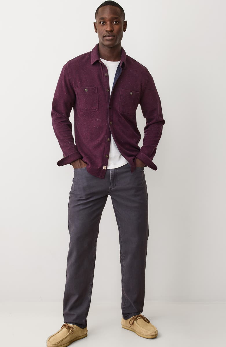 Marine Layer Pacifica Nep Stretch Twill Overshirt, Alternate, color, Burgundy Neps