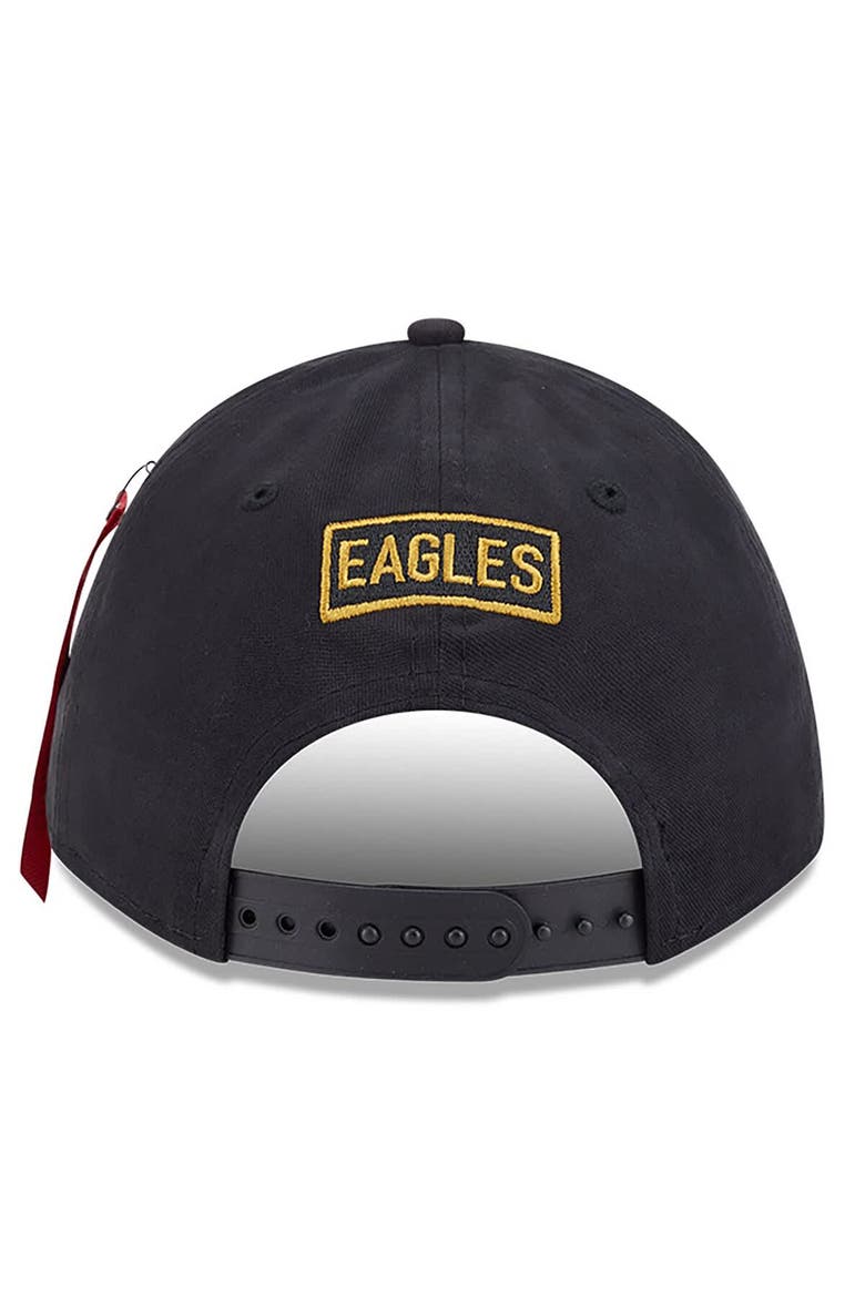 Men's New Era x Alpha Industries  Black Philadelphia Eagles A-Frame 9FORTY Adjustable Hat, Alternate, color, Black