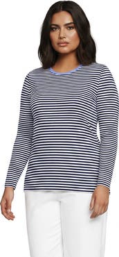 Lands' End Plus Size Long Sleeve Micro Rib T-Shirt