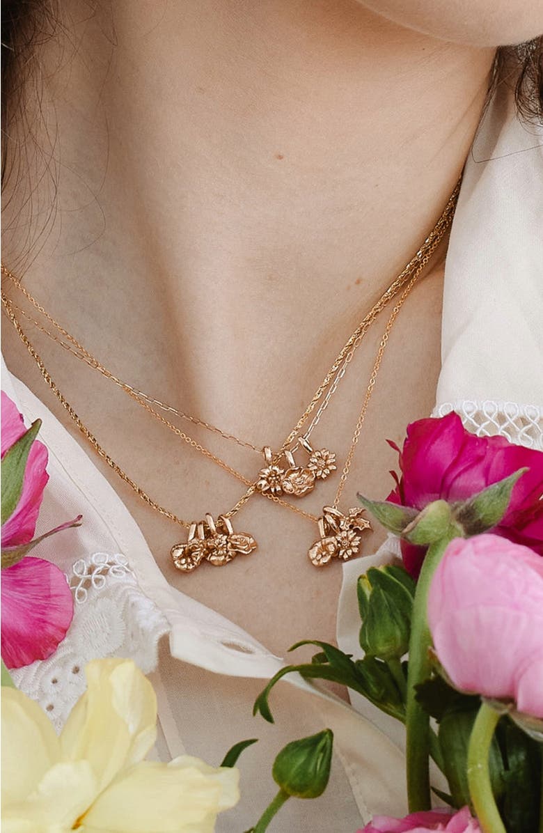 MADE BY MARY October Birth Flower Charm, Alternate, color, Gold Vermeil