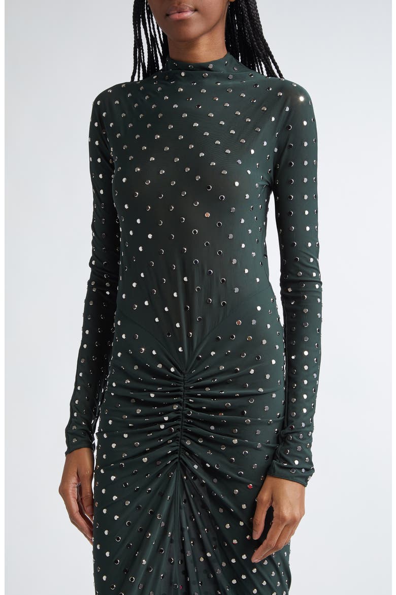 Embellished Draped Long Sleeve Body-Con Dress, Alternate, color, FORET