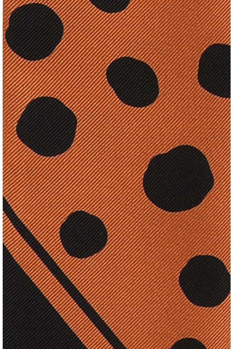 Dalmatian Polka Dot Silk Skinny Scarf, Alternate, color, ORANGE