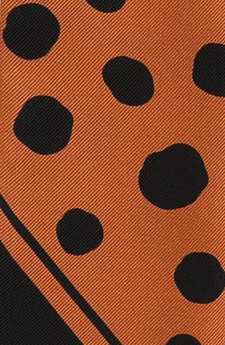 Valentino Garavani Dalmatian Polka Dot Silk Skinny Scarf, Alternate, color, Orange