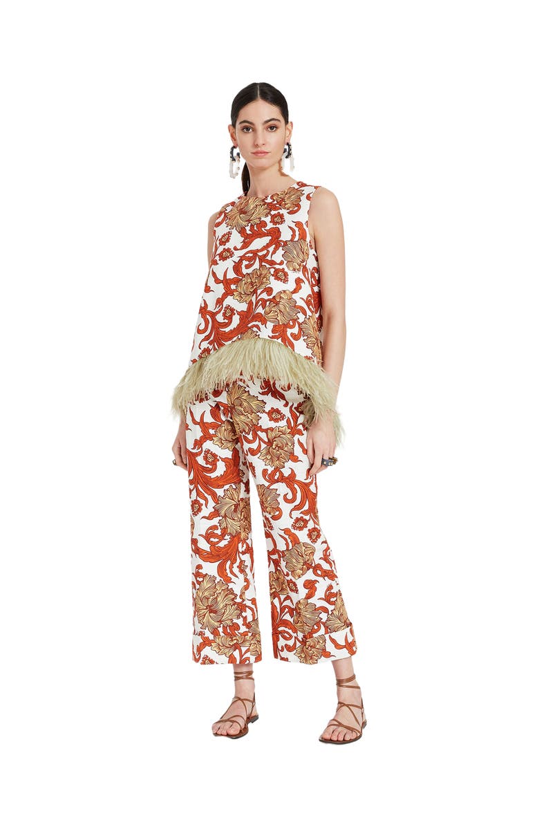 La DoubleJ La Scala Top With Feathers Reef White, Main, color,