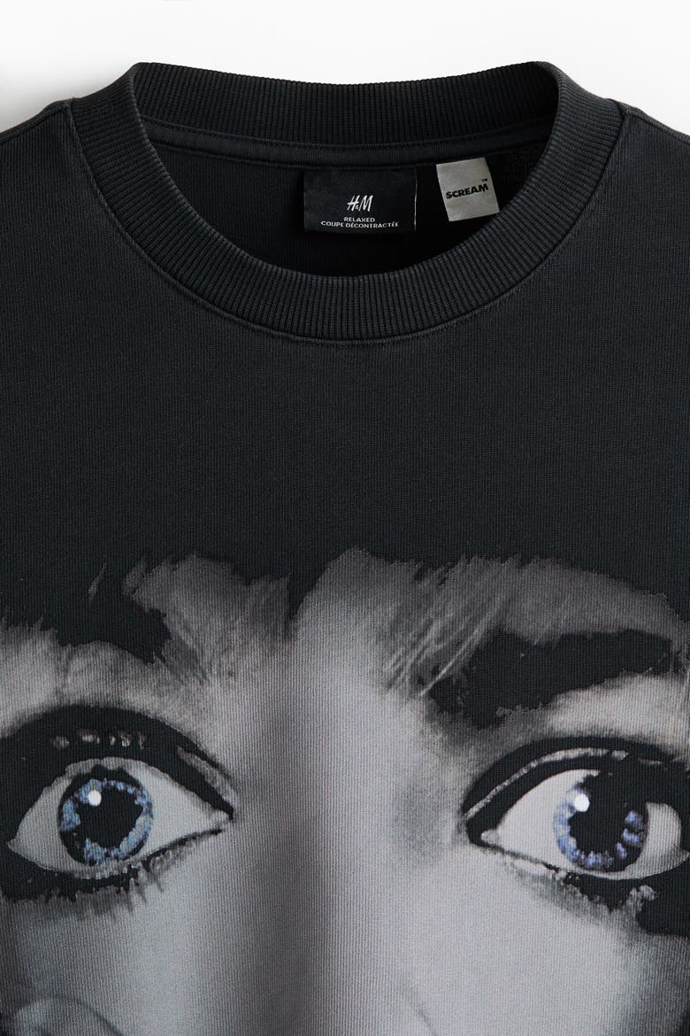Regular-fit Boxy Printed Cotton T-shirt, Alternate, color, Black/Scream