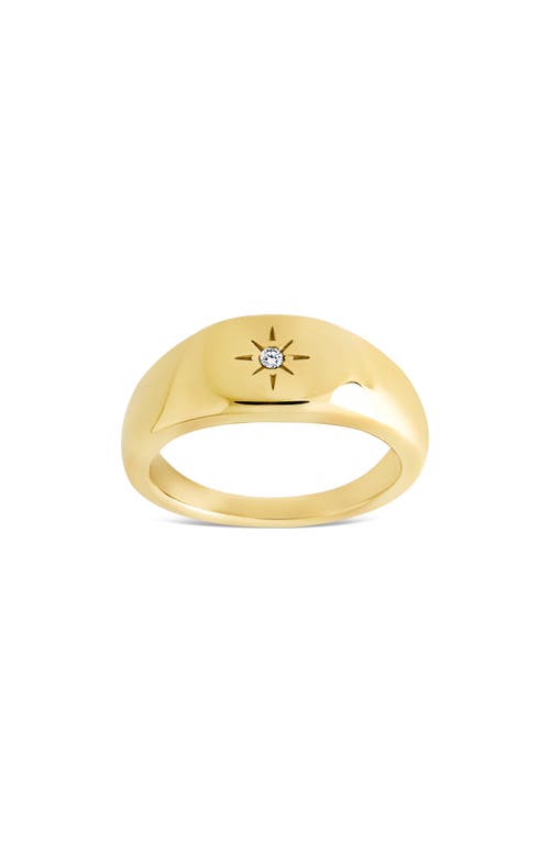 Sterling Forever Cz Burst Signet Ring In Gold