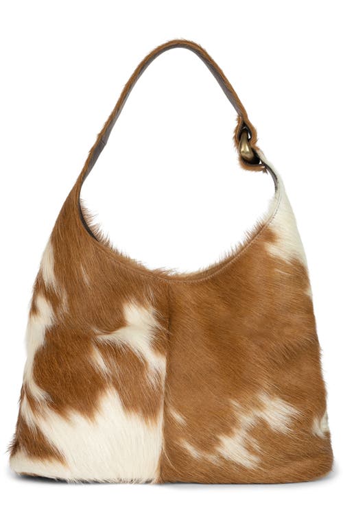 Jeffrey Campbell Wonder Genuine Calf Hair Shoulder Bag In Tan White Longhair