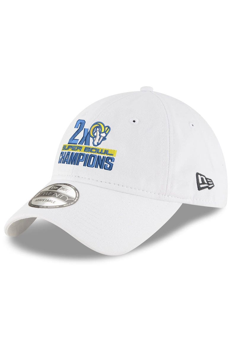 Men's New Era White Los Angeles Rams 2-Time Super Bowl Champions 9TWENTY Adjustable Hat, Main, color, White