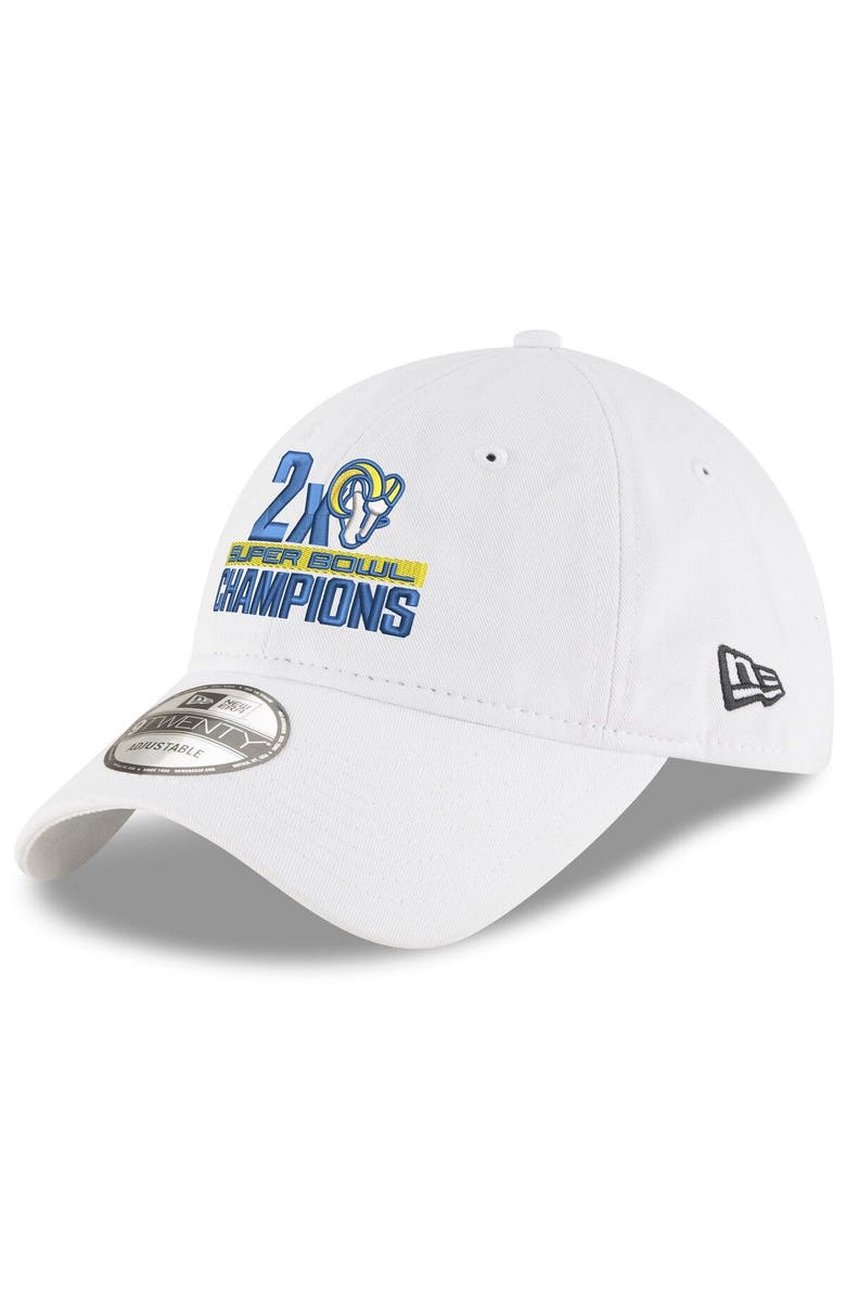 New Era Men's New Era White Los Angeles Rams 2-Time Super Bowl Champions 9TWENTY Adjustable Hat, Main, color, 