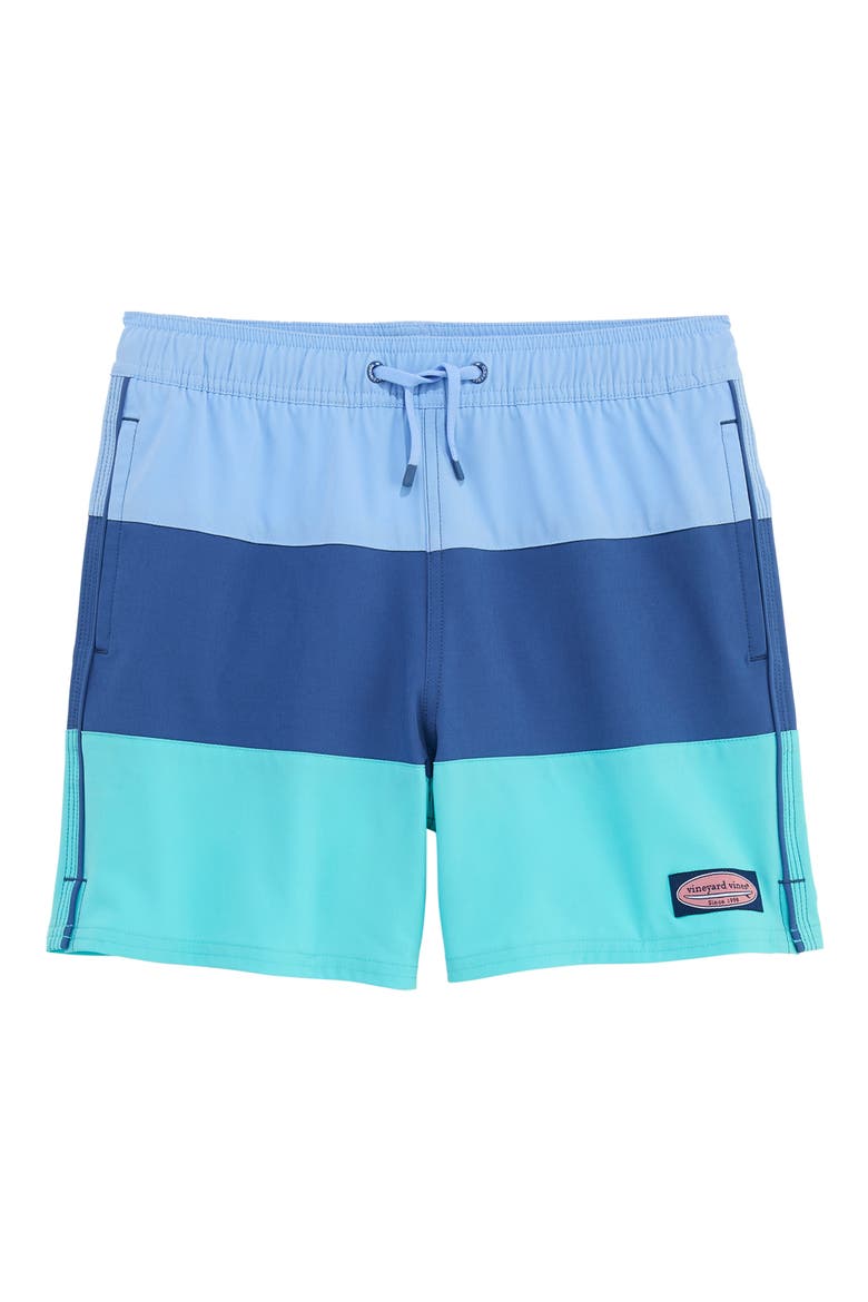 Kids' Chappy Colorblock Swim Trunks, Main, color, SERENITY BLUE