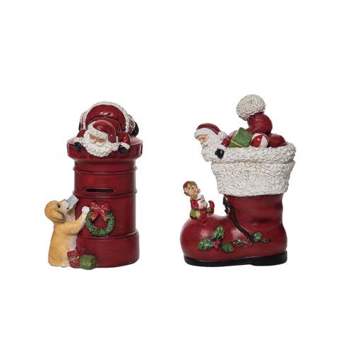 Resin Santa and Friends Figurine Set Christmas Home Decorations