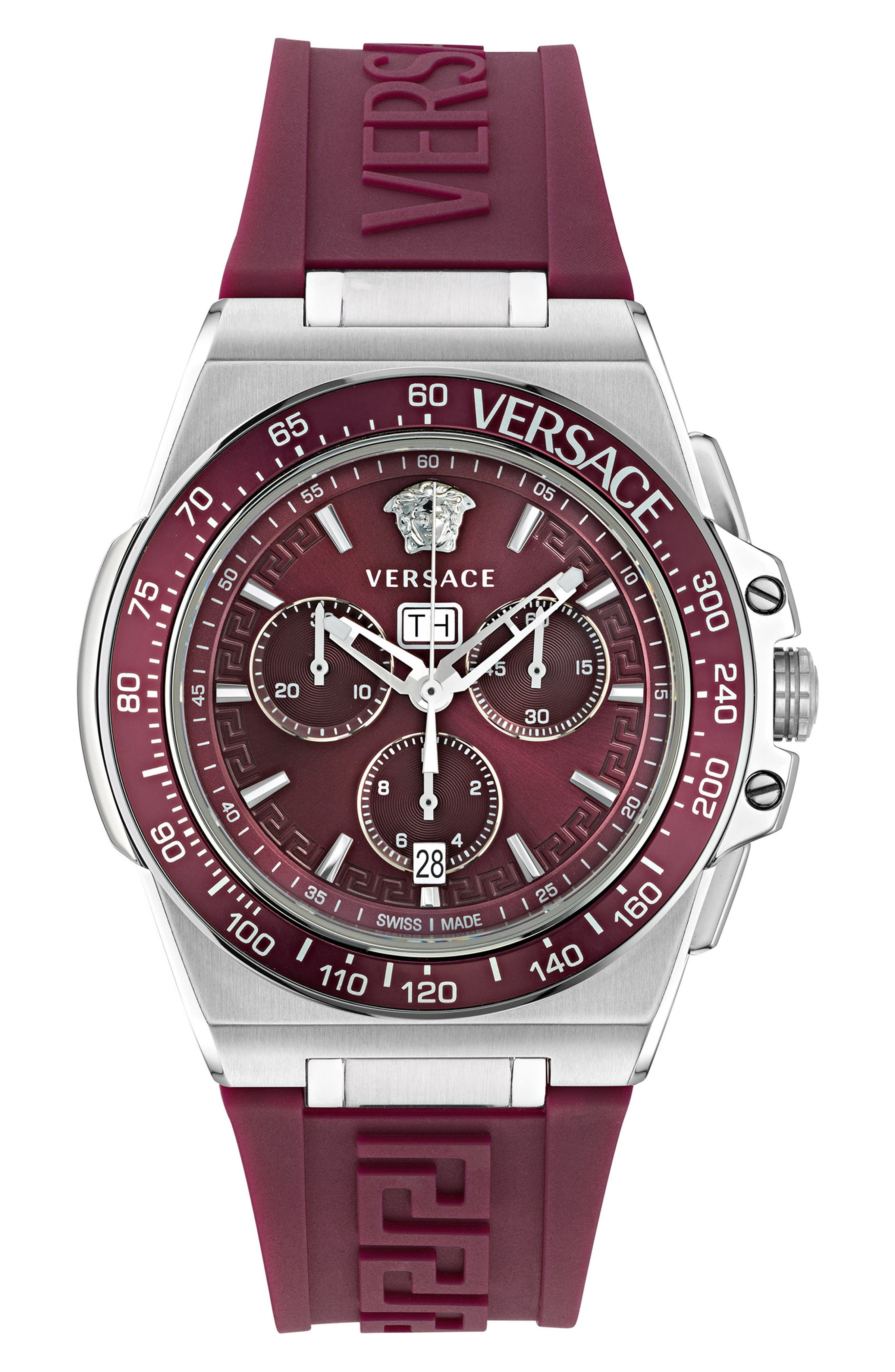 Versace Greca Extreme Silicone Strap Chronograph Watch, 45mm