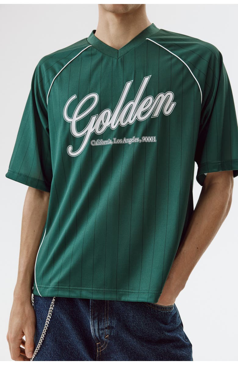 H&M Loose Fit Printed T-shirt, Alternate, color, Dark Green/Golden