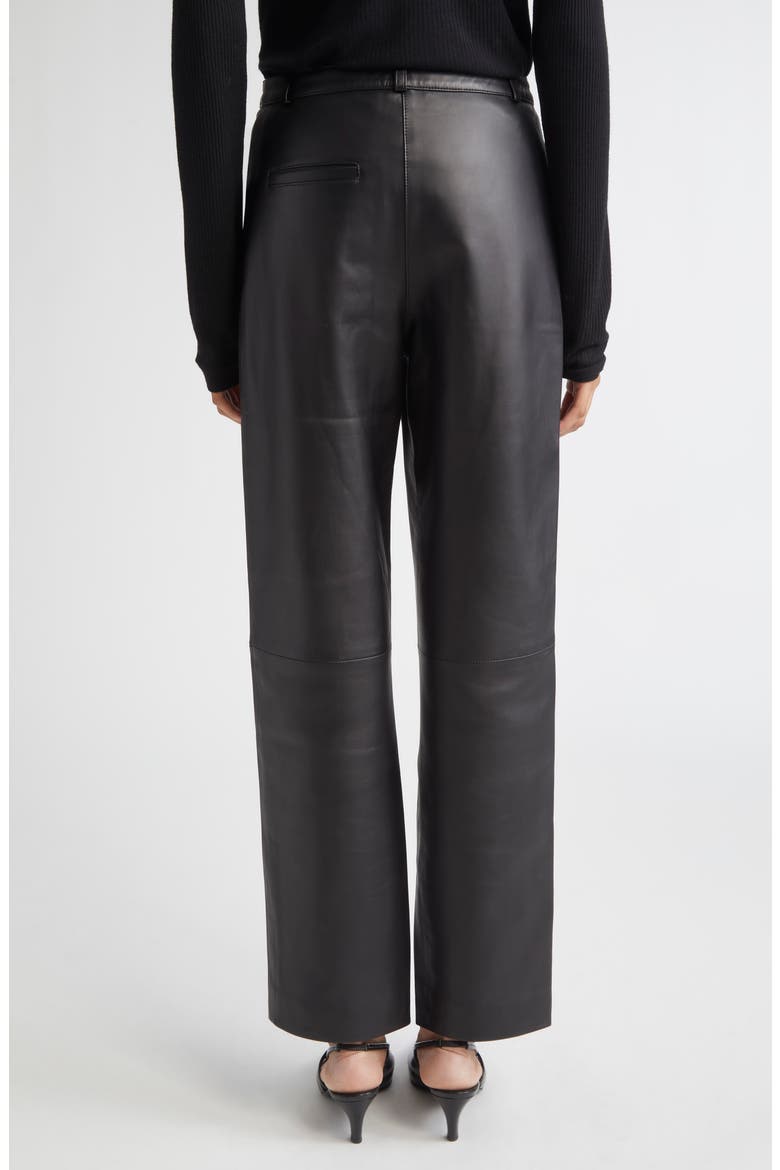 Cobe Lambskin Leather Straight Leg Pants, Alternate, color, BLACK