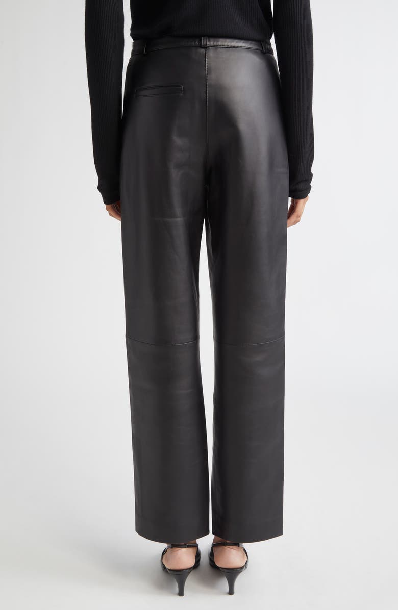 LOULOU DE SAISON Cobe Lambskin Leather Straight Leg Pants, Alternate, color, Black