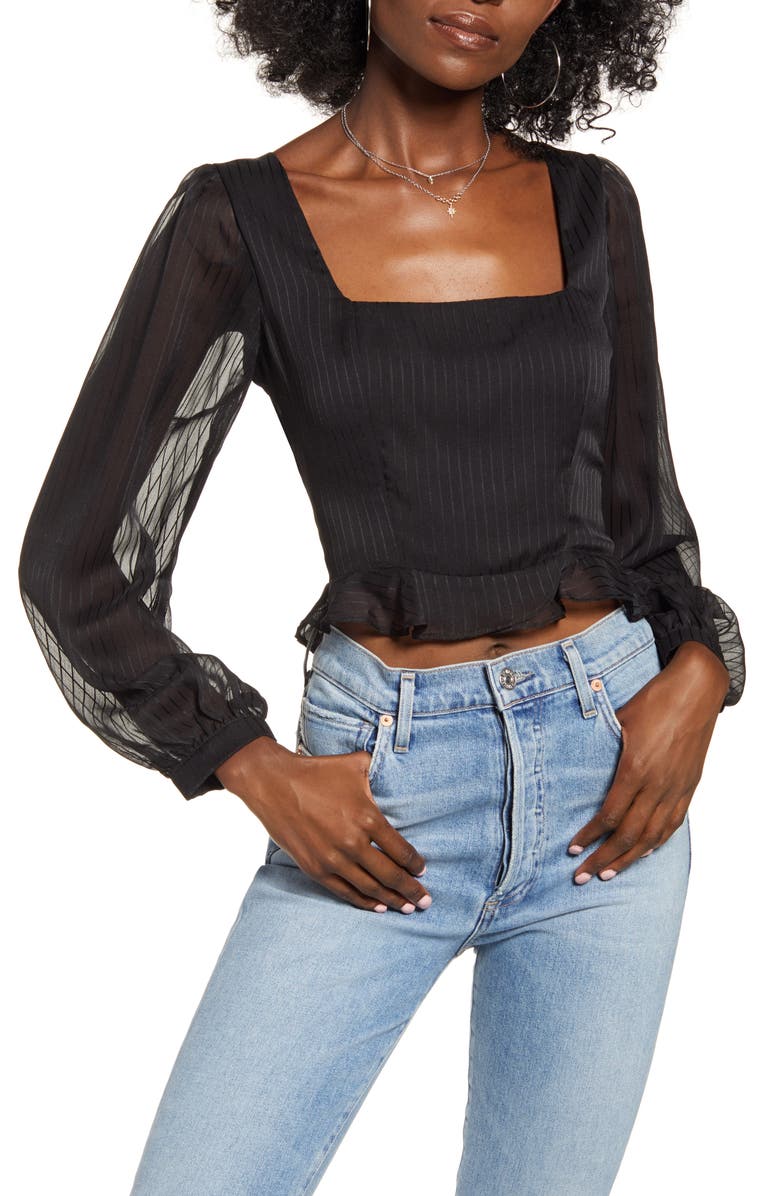 4SI3NNA Shadow Pinstripe Peplum top, Main, color,