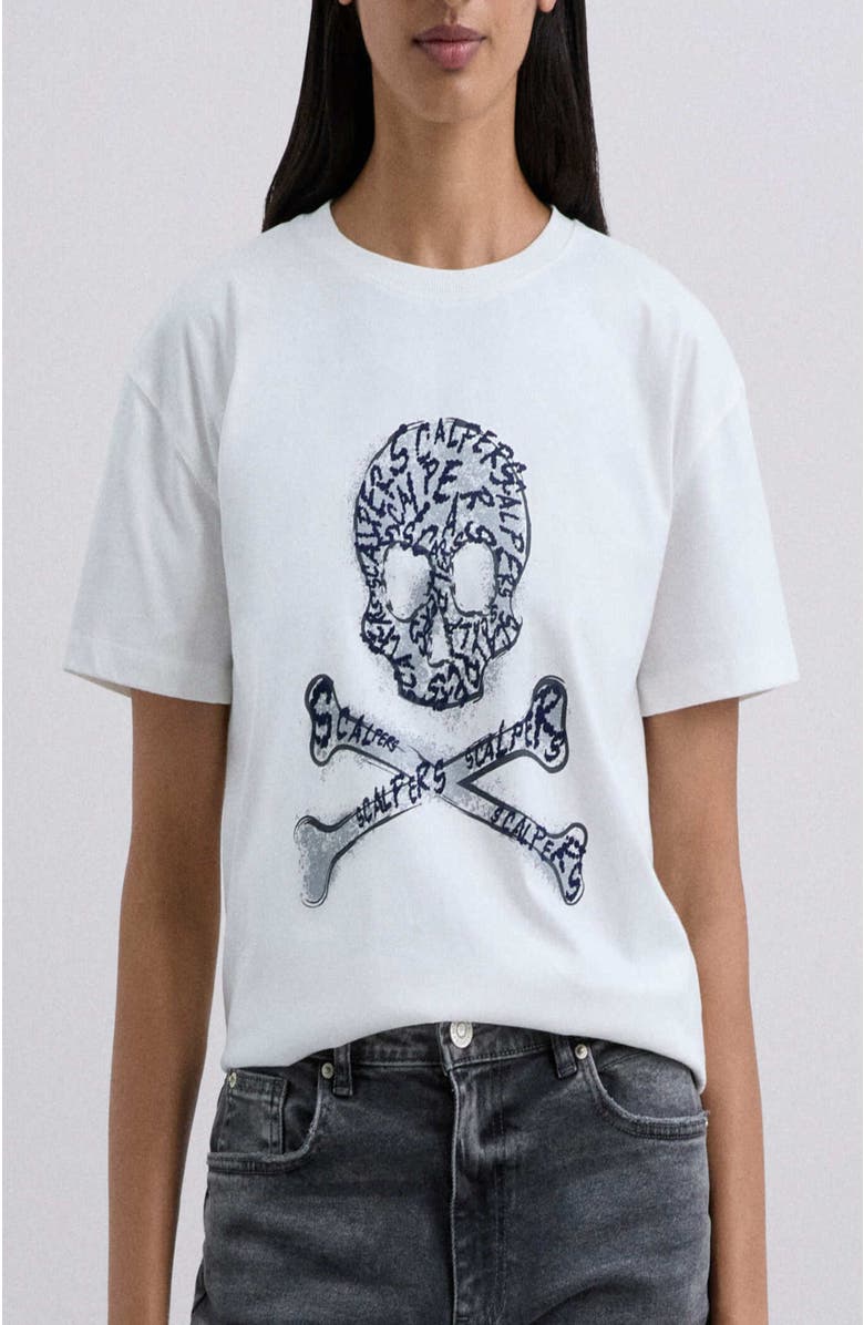 Scalpers Skullflock Tee, Main, color, Ecru