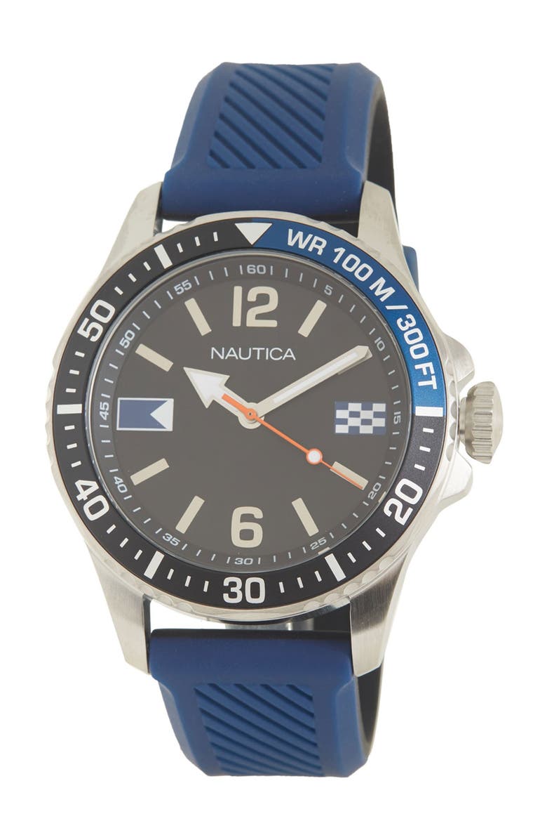 Nautica Men's Freeboard Silicone Watch, 44mm, Main, color, 