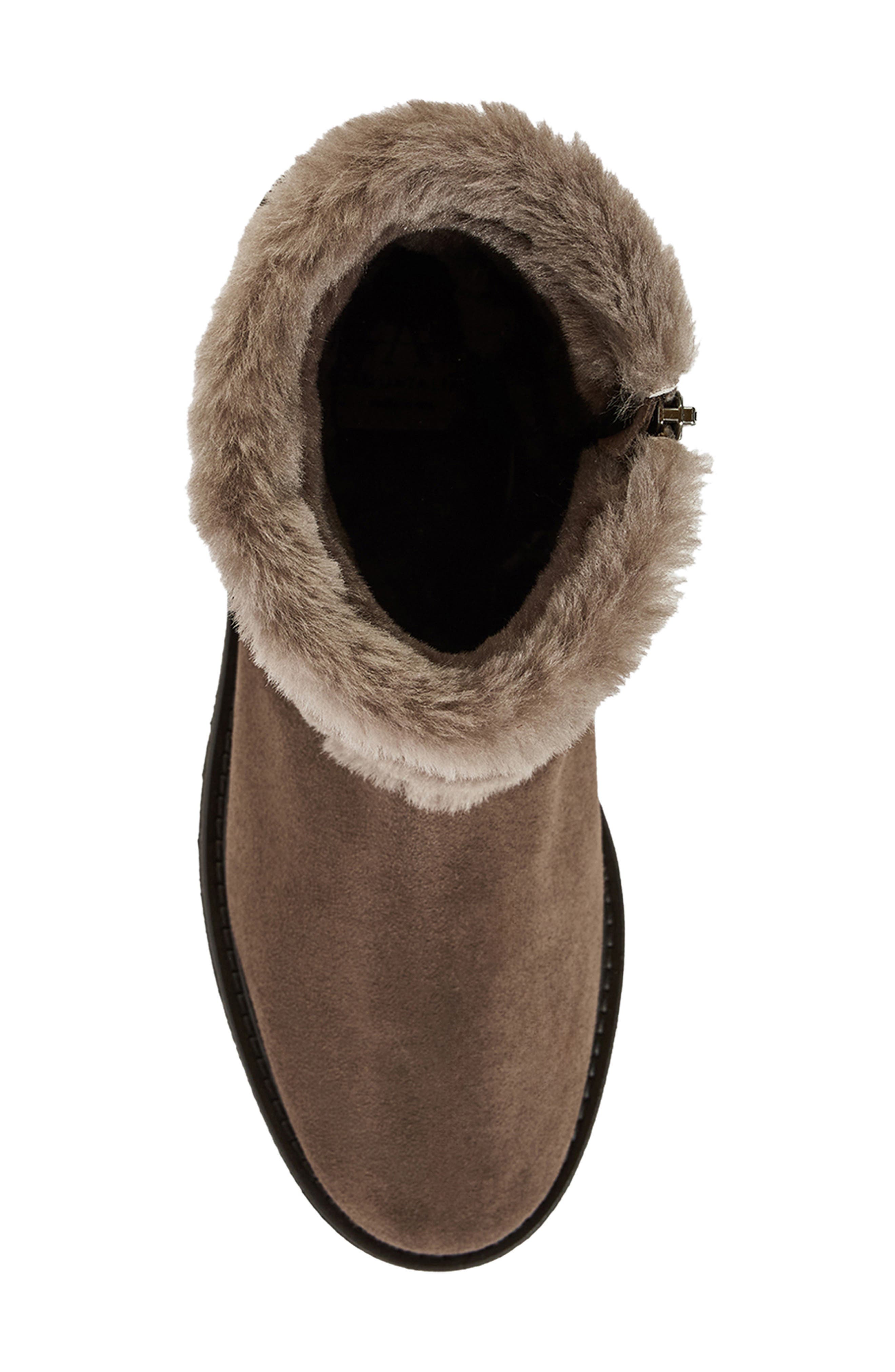 Ella Genuine Shearling Weatherproof Boot, Alternate, color, TOBACCO SUEDE