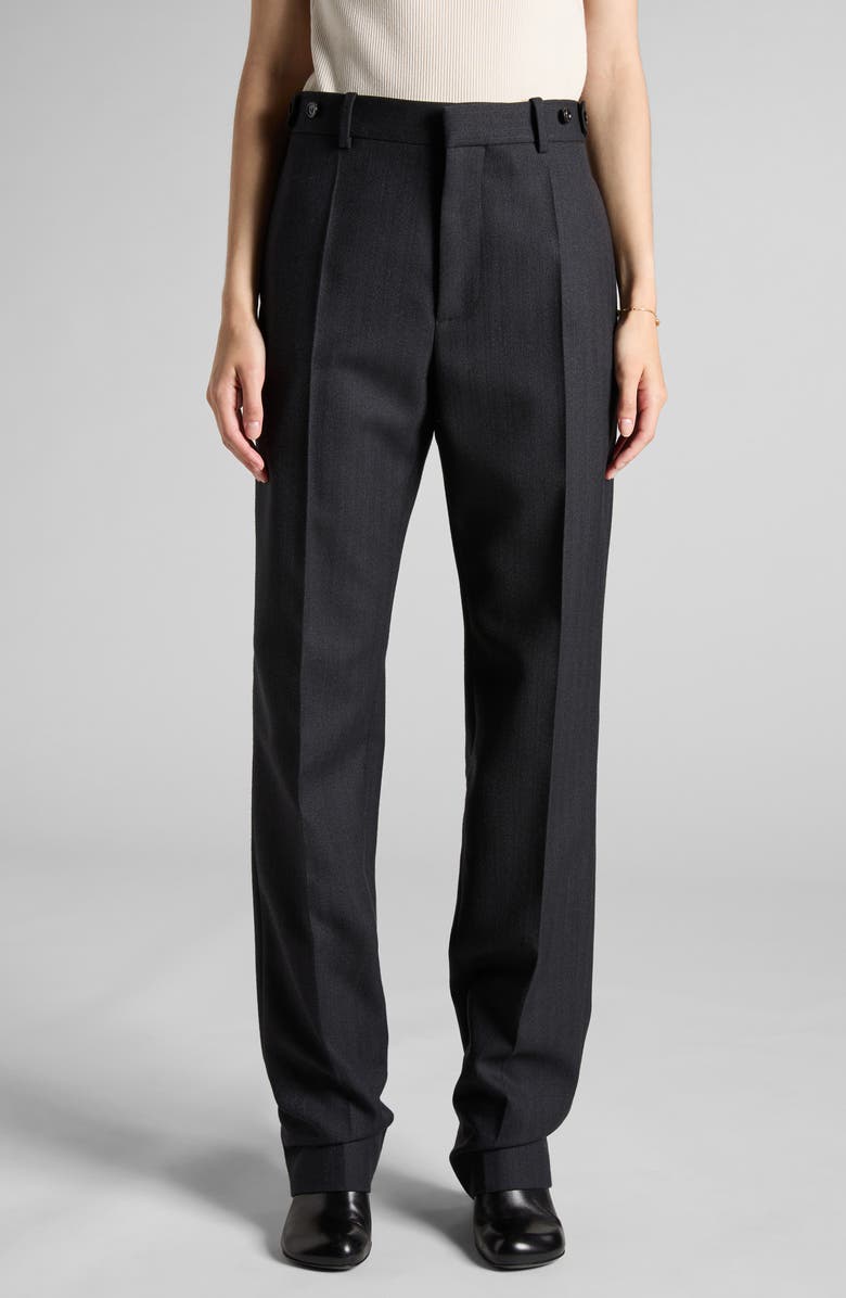 Bottega Veneta Stripe Wool Twill Straight Leg Pants, Main, color, 1292 Black/ Dark Blue