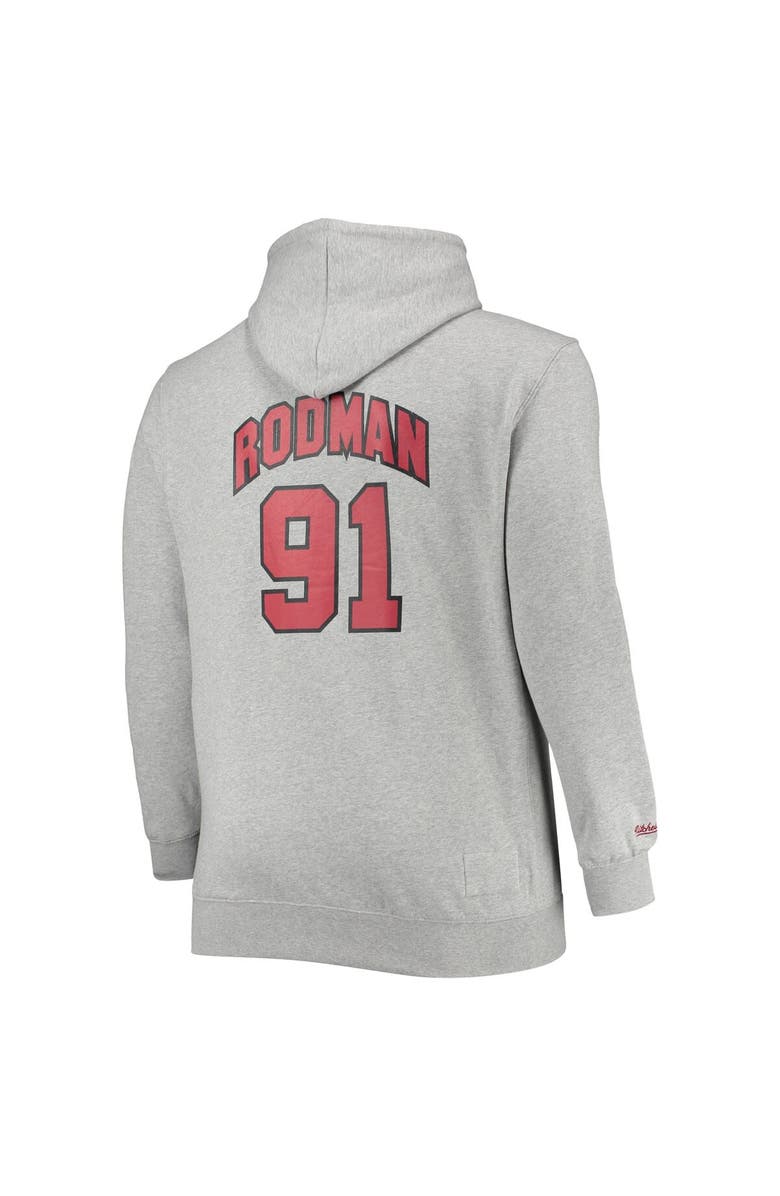Mitchell & Ness Men's Mitchell & Ness Dennis Rodman Heathered Gray Chicago Bulls Big & Tall Name & Number Pullover Hoodie, Alternate, color,