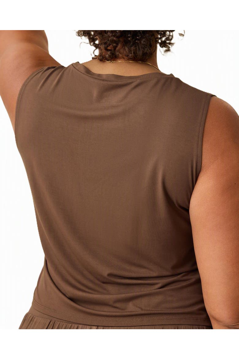 Aria Cropped V-Neck Tank, Alternate, color, Chocolate