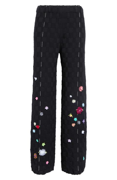 Floral Check Organic Cotton Sweater Pants