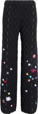 YanYan Floral Check Organic Cotton Sweater Pants