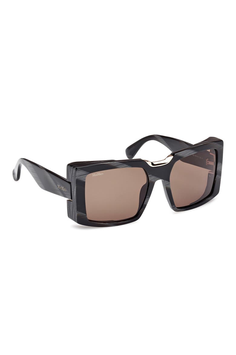 55mm Rectangular Sunglasses, Alternate, color, BLACK HORN/ PALE GOLD / OLIVE