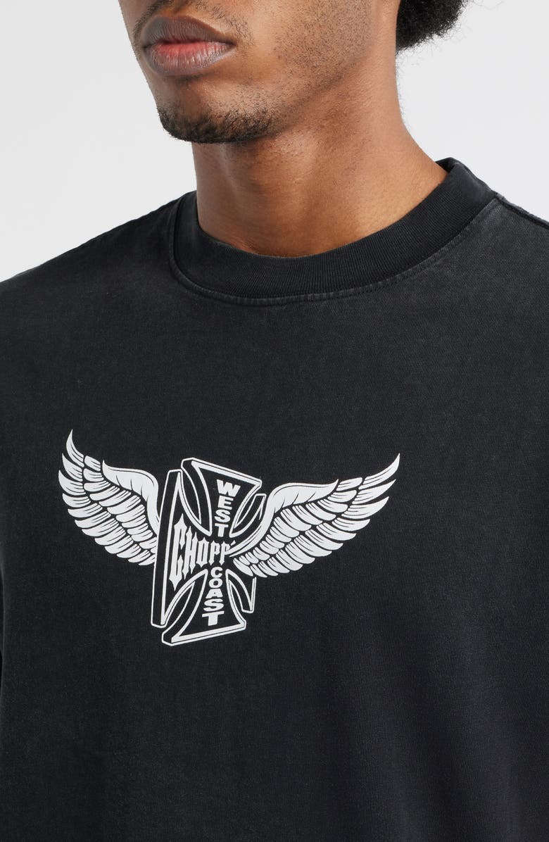 ID Supply Co West Coast Choppers First Flight Cotton Graphic T-Shirt, Alternate, color, Washed Black