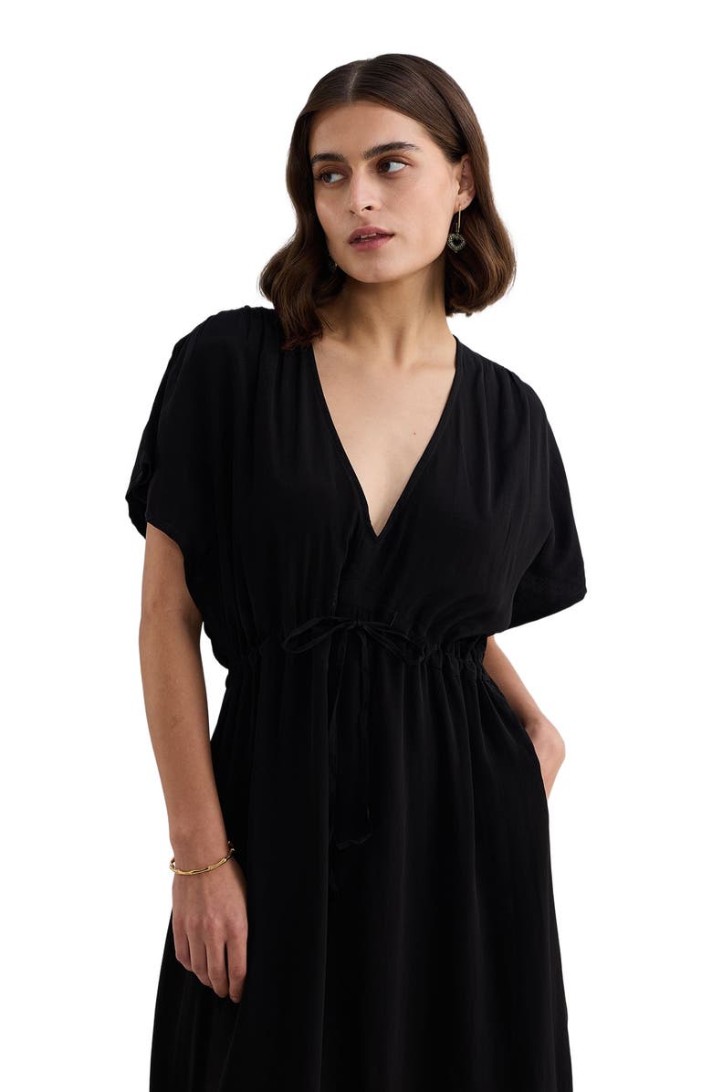 Reistor V-neck Gathered Maxi Dress in Black, Alternate, color, Black